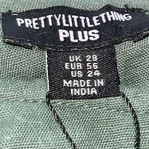 PrettyLittleThing Plus Green ORing Split Leg Midaxi Skirt NWT 24 linen blend - Picture 7 of 14